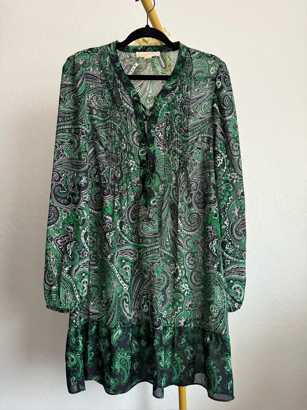Michael Kors Green and Black Paisley Dress beach coverup/dress